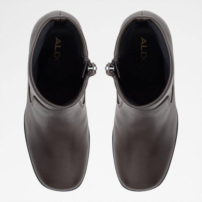 Botines en piel marrón, tacón bloque - SERAPHICA