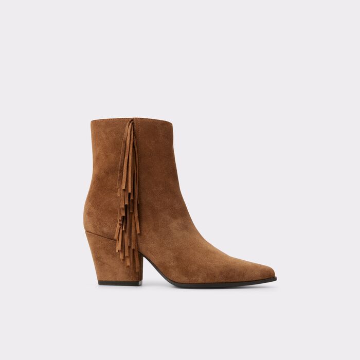 Botines en piel coñac, tacón bloque - SHANIAH