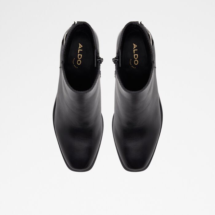 Botines en piel negro, tacón bloque - SIRAVETH