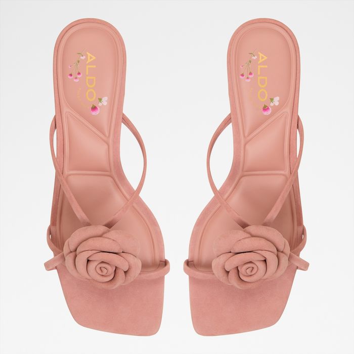 Mules en piel rosa, tacón embudo - SOFIANE