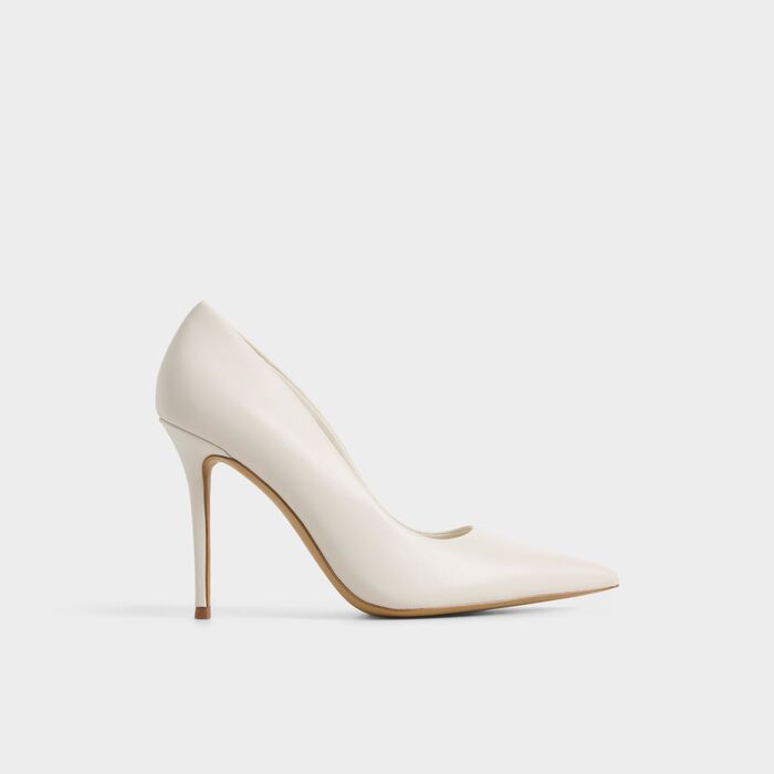 Zapatos de salón en piel blanco, tacón de aguja - STASYA