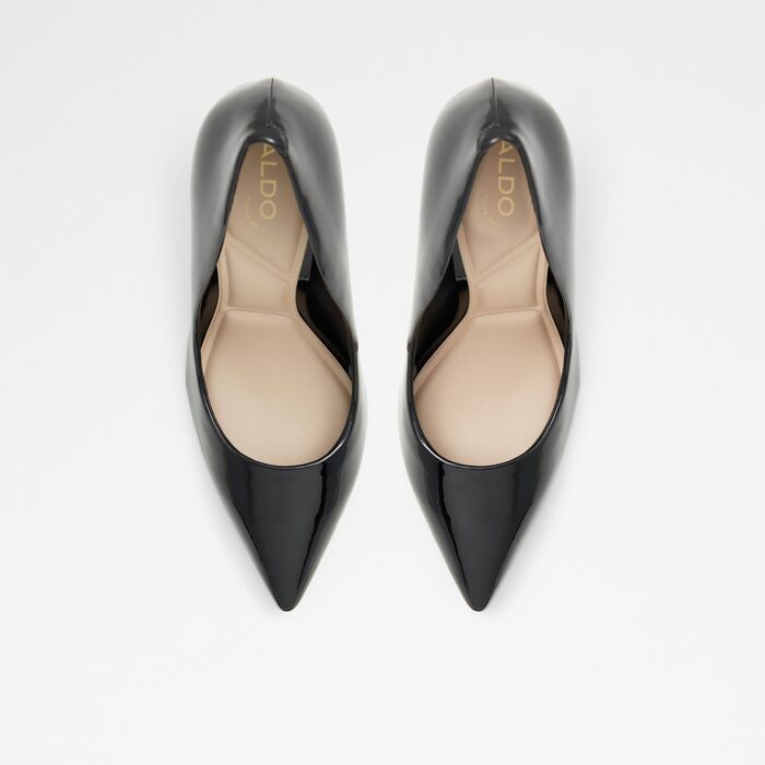 Zapatos de salón ALDO para mujer, en barniz negro, con tacón de aguja y de punta afilada STESSY2.0 001002033
