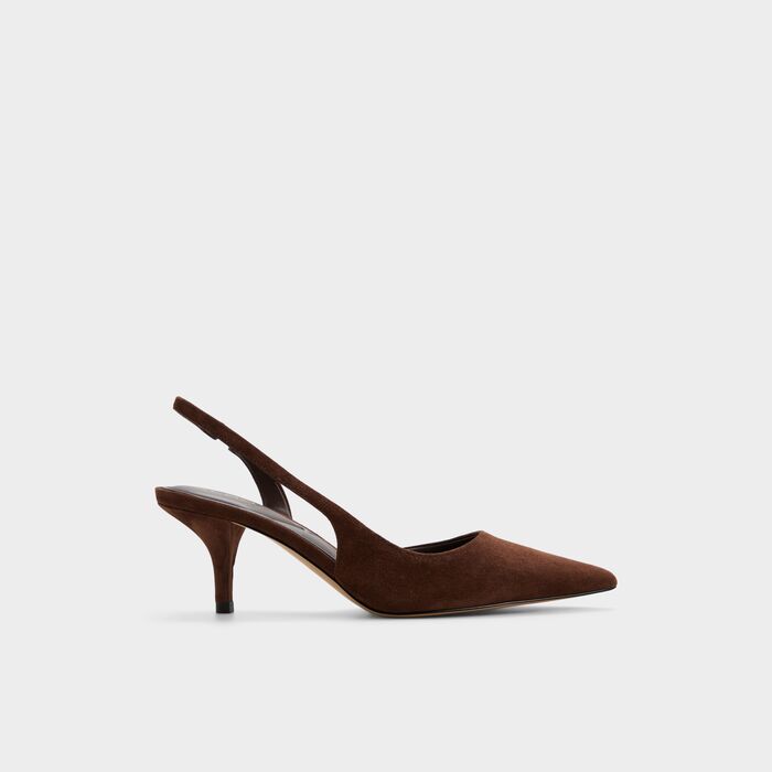 Sapatos em pele castanho, salto fino - STESSYLOWSLING