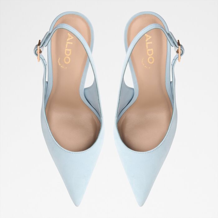 Zapatos de salón en piel azul, tacón de aguja - STESSYSLING