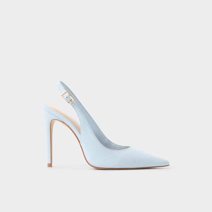Zapatos de salón en piel azul, tacón de aguja - STESSYSLING