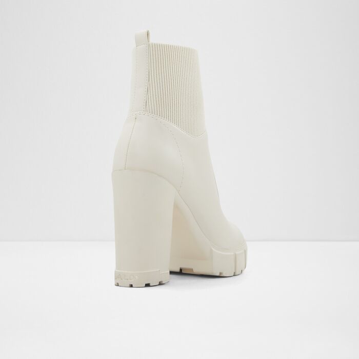 Botins em branco cru, salto em bloco com plataforma - TALABRIRYN