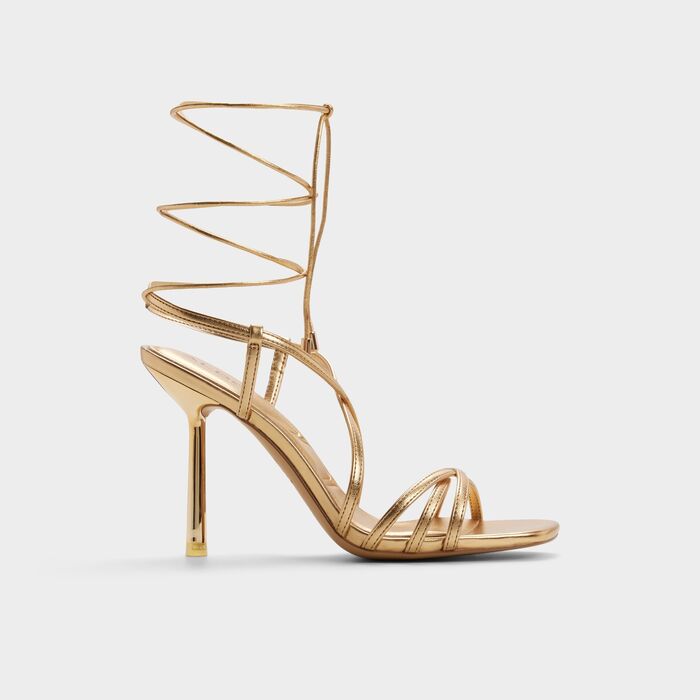 Sandalias en oro, tacón de aguja - TALYIA