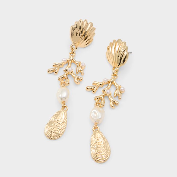 Brincos longos em dourado - THALLYA