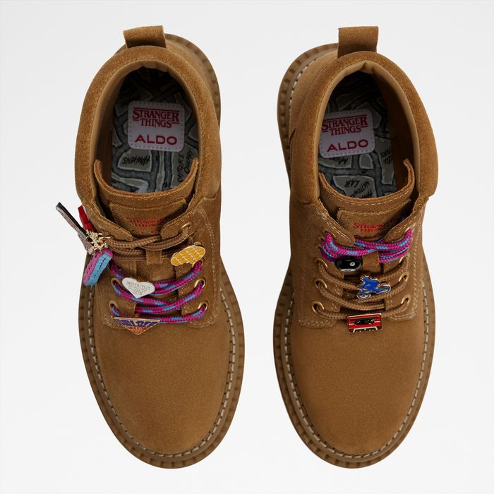 Botins rasos em pele cognac - THERIFT