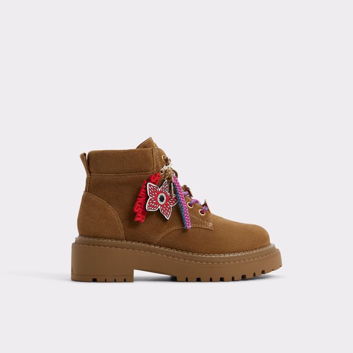 Botins rasos em pele cognac - THERIFT