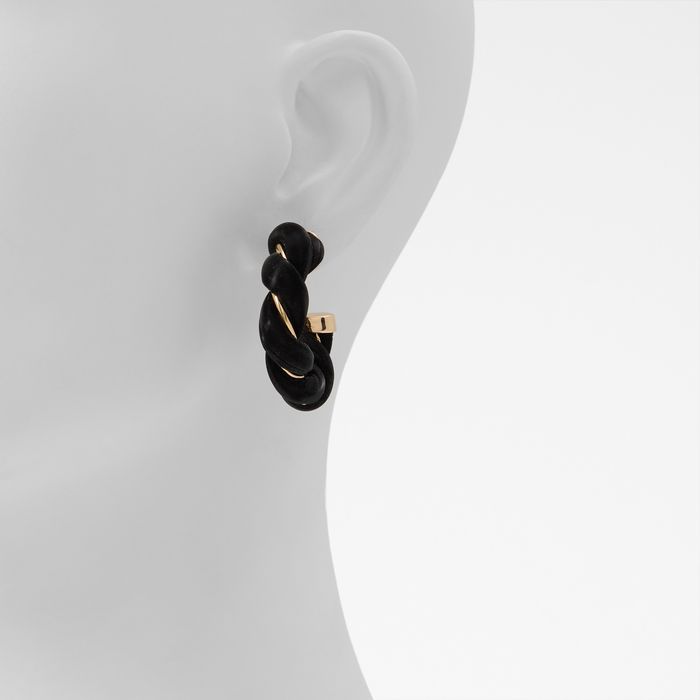 Pendientes de aro corto en negro - TWISTS