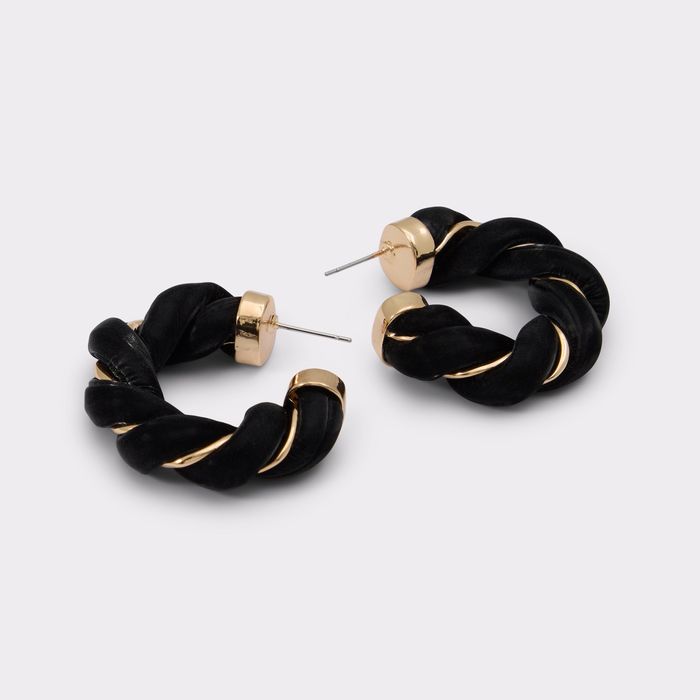Pendientes de aro corto en negro - TWISTS