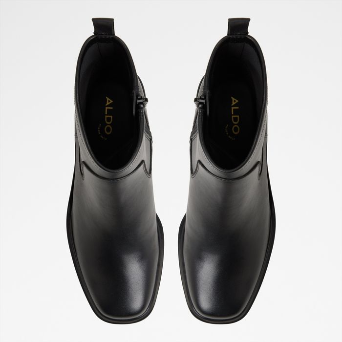 Botines en piel negro, tacón bloque - TYWYN
