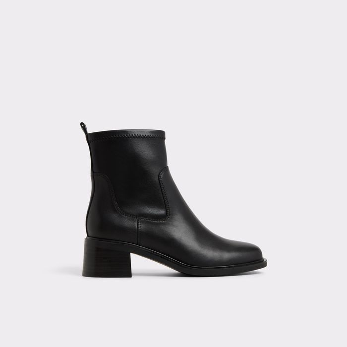 Botines en piel negro, tacón bloque - TYWYN