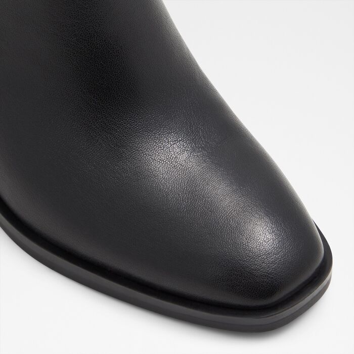 Botins em pele preto, salto em bloco - UNELIVETH