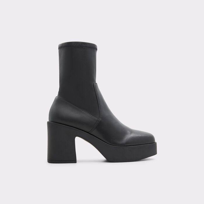 Botins em preto, salto em bloco com plataforma - UPSTEP