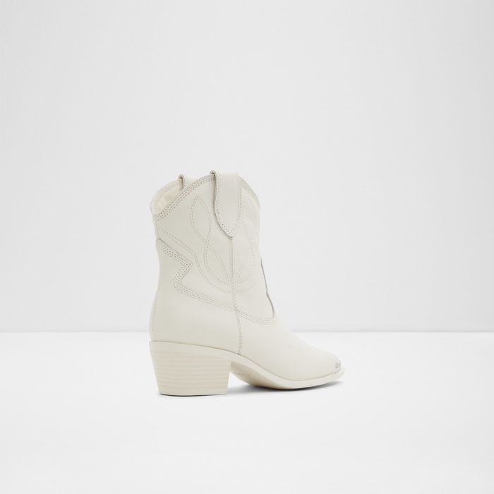 Botins em pele branco, salto em bloco - VALLEY