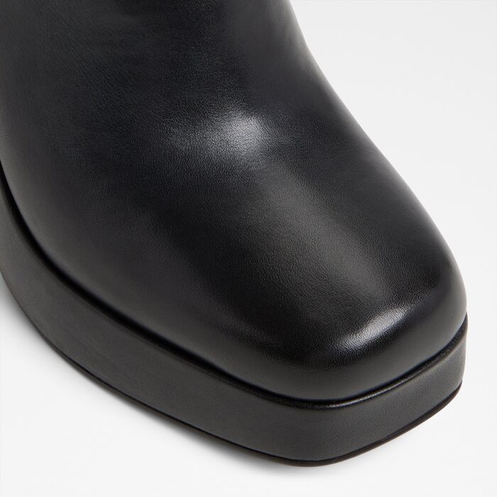 Botins em pele preto, salto em bloco com plataforma - VAYLEN