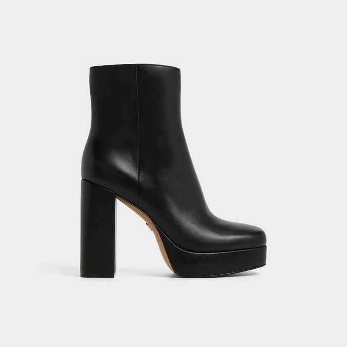 Botins em pele preto, salto em bloco com plataforma - VAYLEN