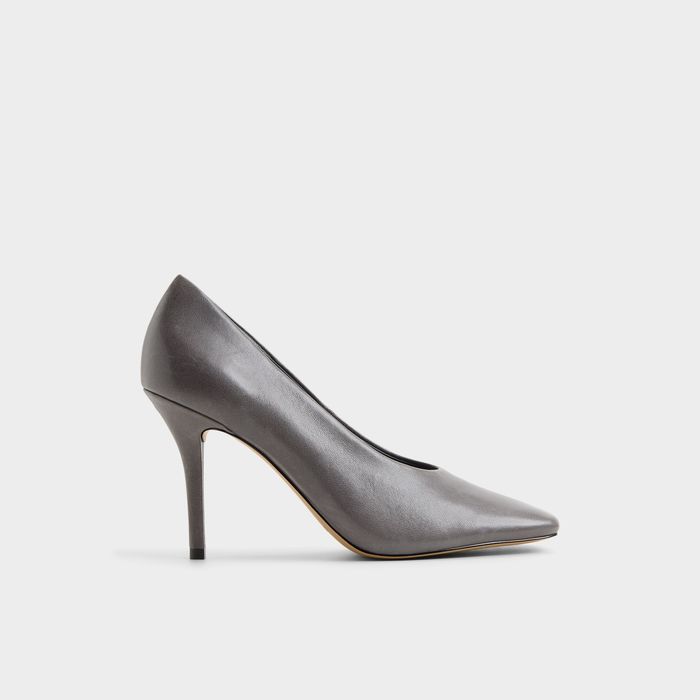 Sapatos em pele cinzento, salto fino - VELIA