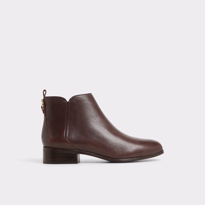 Botins rasos em pele castanho - VERITY
