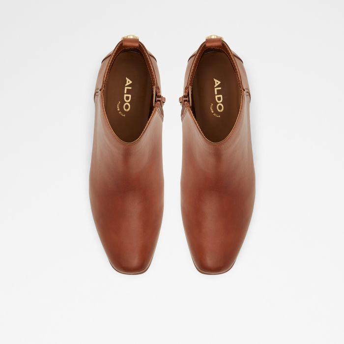 Botins rasos ALDO para mulher, em pele, em cognac e com biqueira redonda VERITY221001043