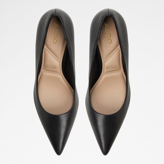 Zapatos de salón en piel negro, tacón de aguja - VERONE