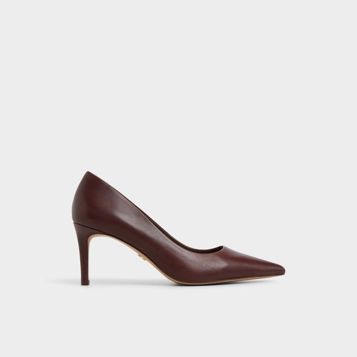 Sapatos em pele castanho, salto fino - VERONE