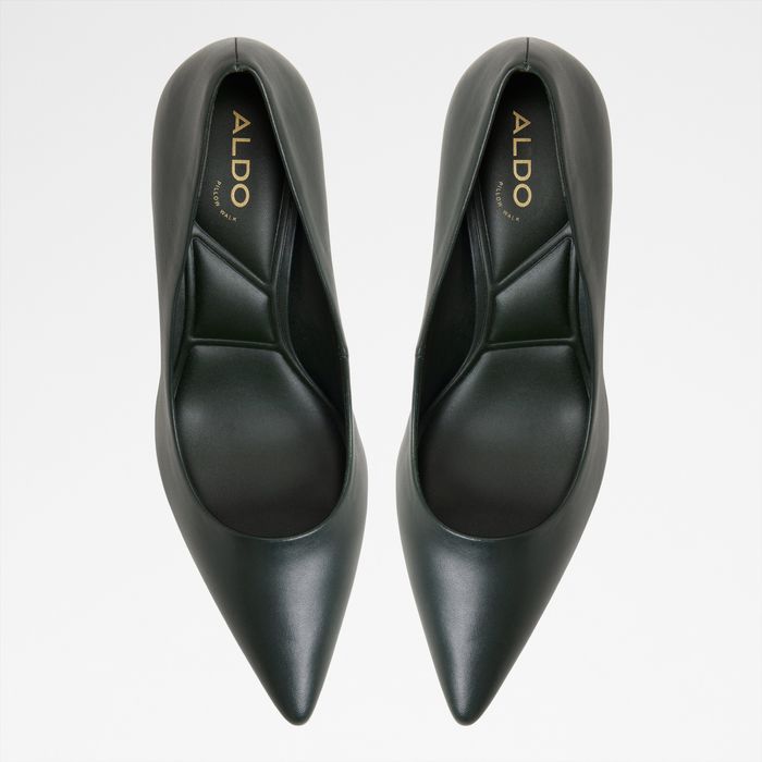 Zapatos de salón en piel verde, tacón de aguja - VERONE