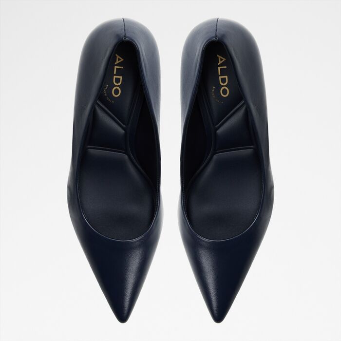 Sapatos em pele azul marinho, salto fino - VERONE