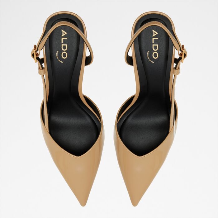 Sapatos em verniz bege, salto fino - VIVENNIA