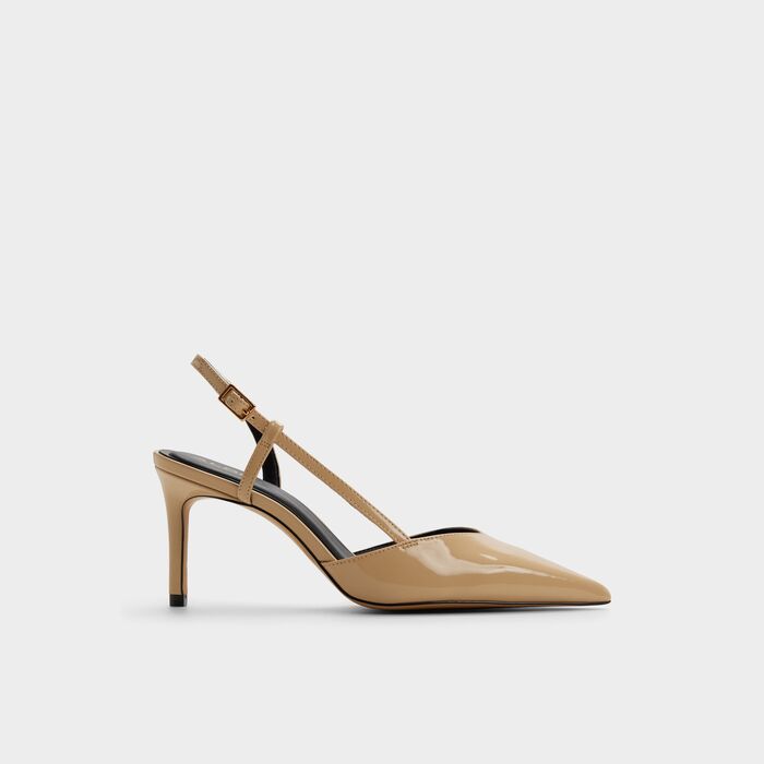 Sapatos em verniz bege, salto fino - VIVENNIA