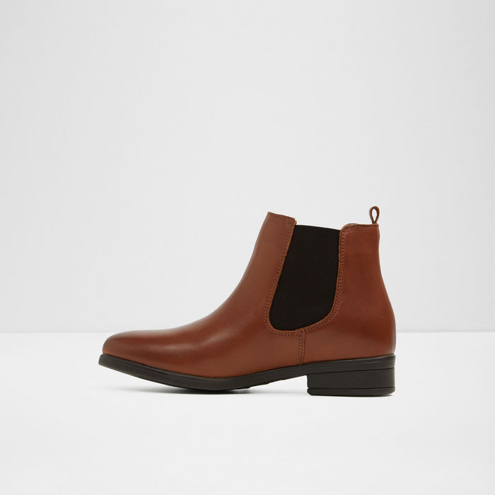 Botins rasos em pele cognac - WICOENI