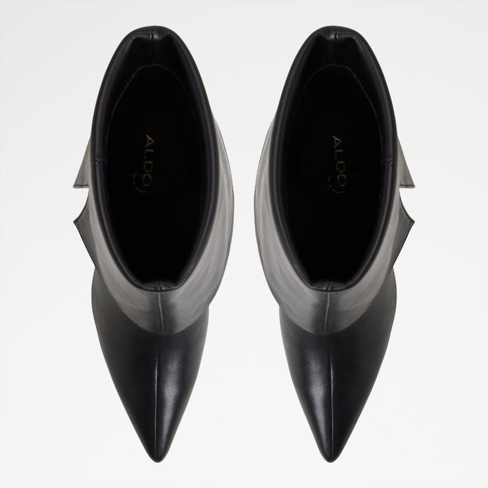 Botines en piel negro, tacón de aguja - WILAMENA
