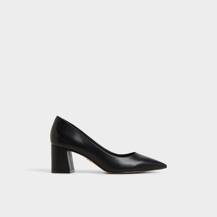 Sapatos em pele preto, salto em bloco - YBALELIN
