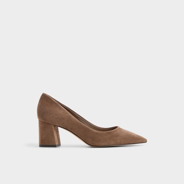 Sapatos em pele bege, salto em bloco - YBALELIN