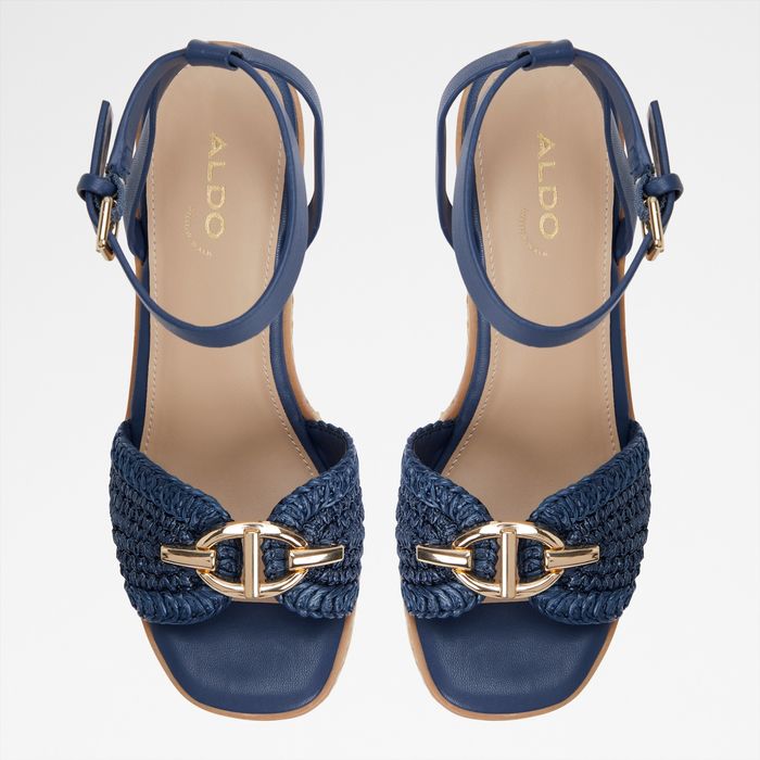 Sandalias de cuña en azul marino - YBYLIN