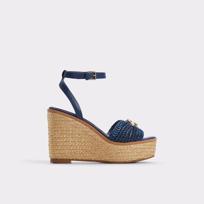 Sandalias de cuña en azul marino - YBYLIN
