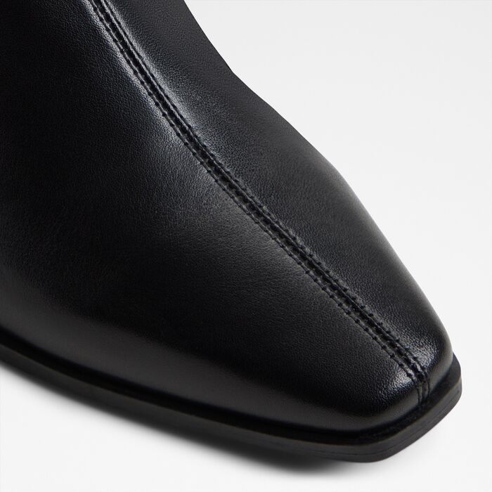Botins em pele preto, salto em bloco - ZAYLAA