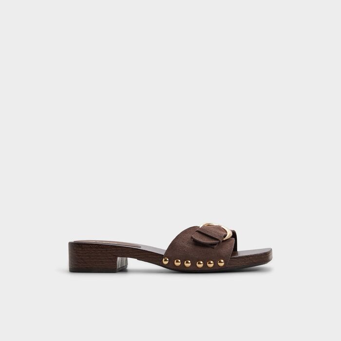 Sandalias planas en piel marrón - ALLORIA