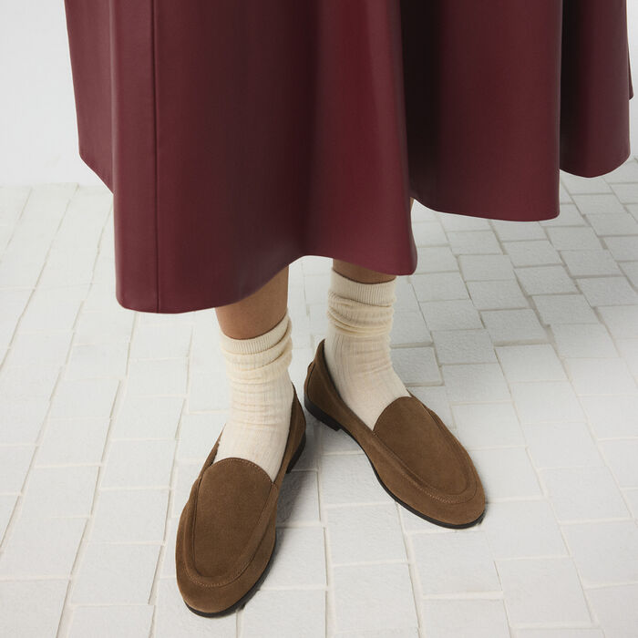Mocassins rasos em pele cognac - AMBAR