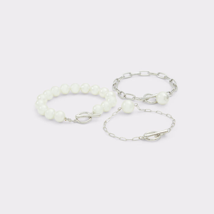 Pulseiras em branco e prateado - AROMAL