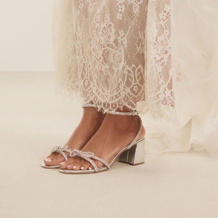 Sandalias en plata, tacón bloque - BOUCLETTE