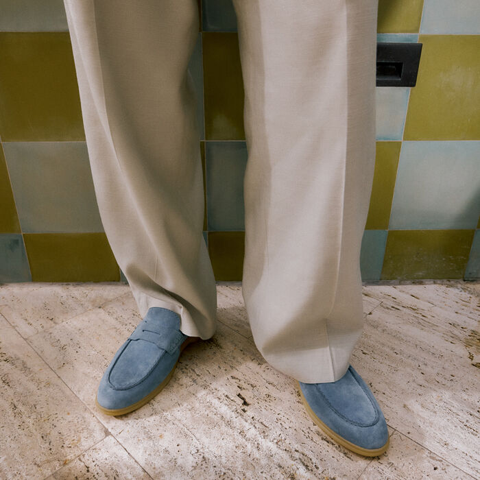 Mocassins em pele azul - ECKO