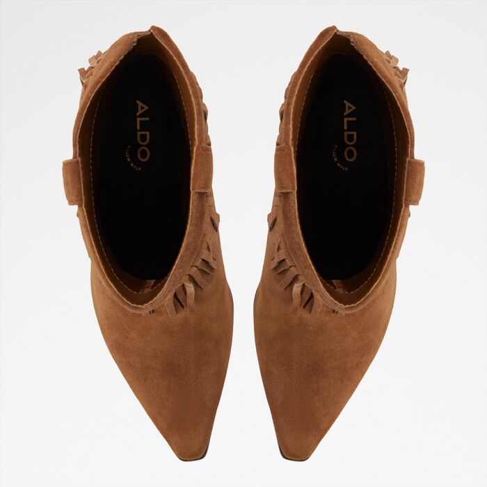 Botines en piel marrón, tacón bloque - JOLLENE