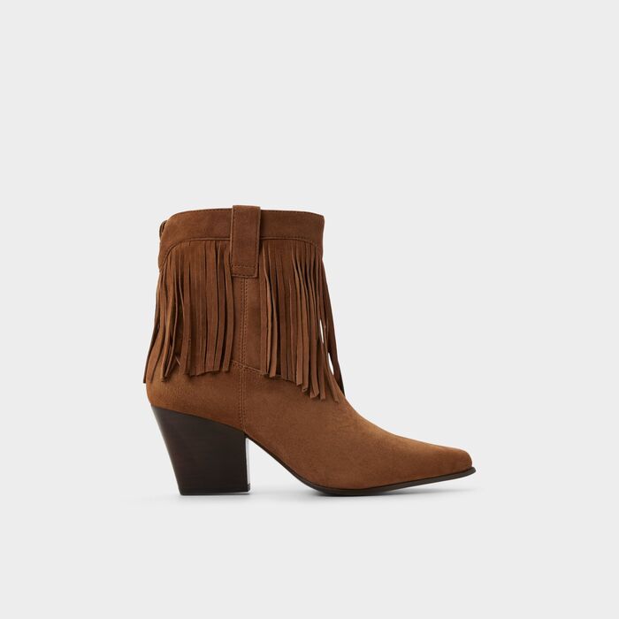 Botines en piel marrón, tacón bloque - JOLLENE