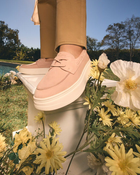 Sapatos de vela rasos em pele rosa - WILDBREEZE