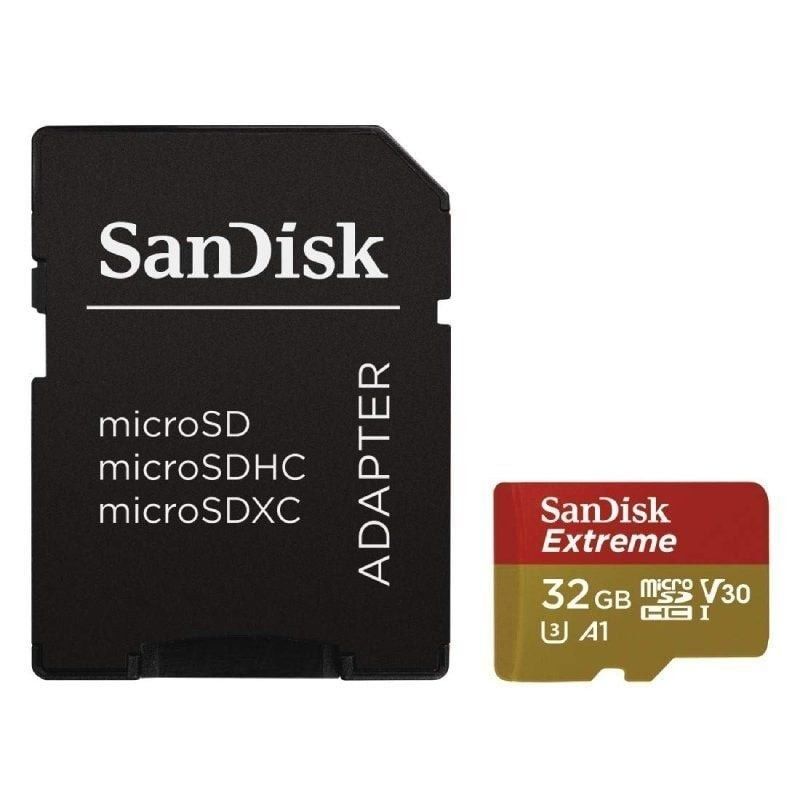 Extreme Microsdhc 32gb + SD Adapter For Action Sports Cameras - 100mb/s A1 C10 V30 Uhs-i U3