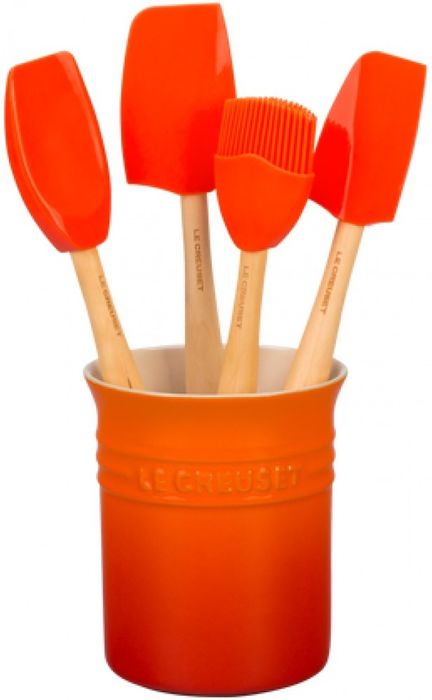 LE CREUSET - Set 4 Espatulas + Pote Vulcanico 79003000900000