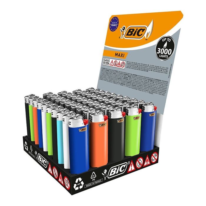 Isqueiro maxi j26 cores sortidas expositor 50 unidades